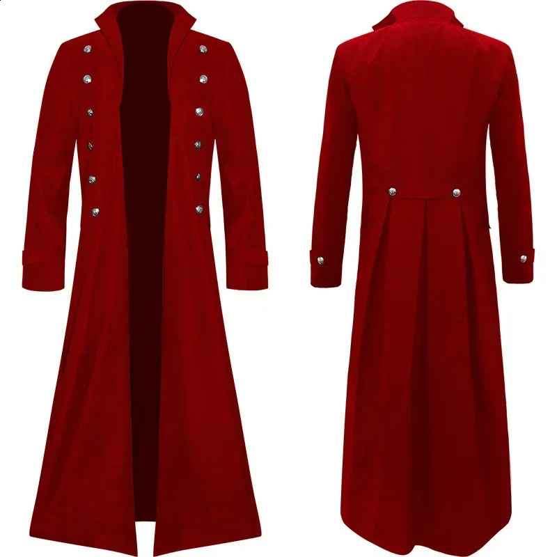 Medieval Pirate Costume Steampunk Vintage Trench Coat Gothic Mens Tuxedo Jacket Victorian Carnival Party Cosplay Costume 240822