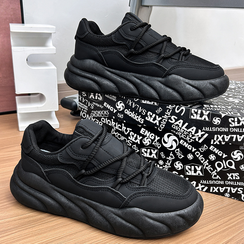 Ddmysports Men S Breathable New Casual Bread Board Sports Anti Slip Thick Sole Height Increasing Dad Trendy Shoes OUTDOOR