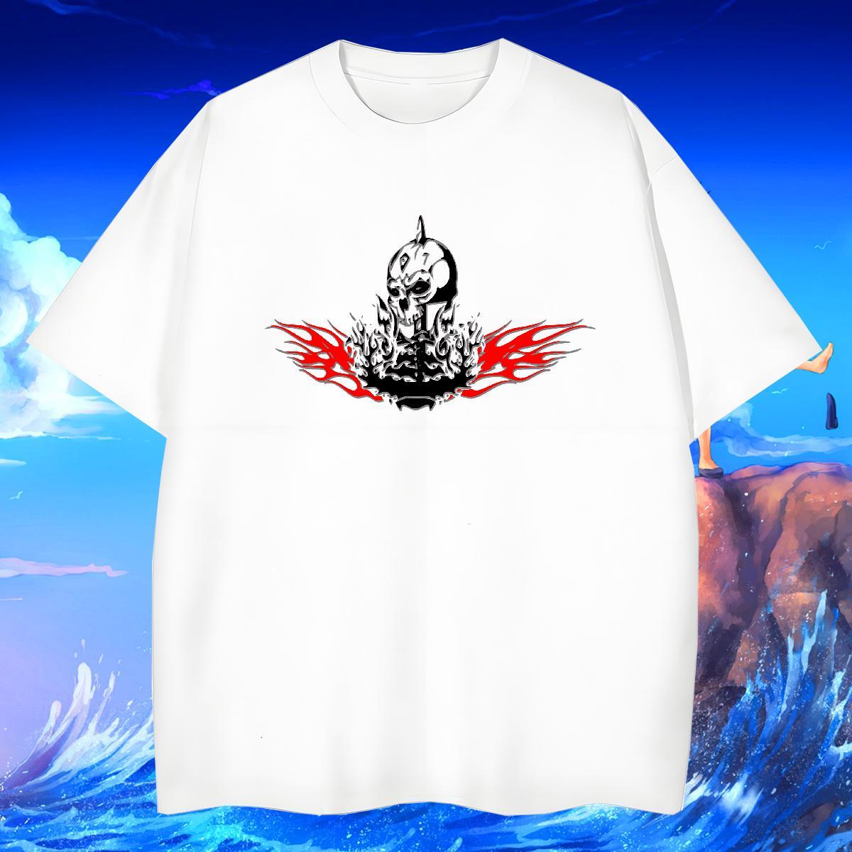 Unisex T Shirts Men 100% Cotton 230g skull Casual Cartoon Printing L-4XL Pure Cotton Tshirt for Man Woman Fashion Casual Top Tees