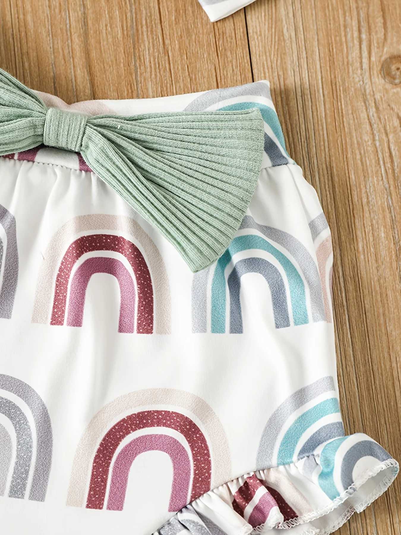 Summer Newborn Baby Girl Clothes Set Sleeveless Bodysuit Printed Shorts 3pcs Clothing Suit Baby Girl Clothes W250218