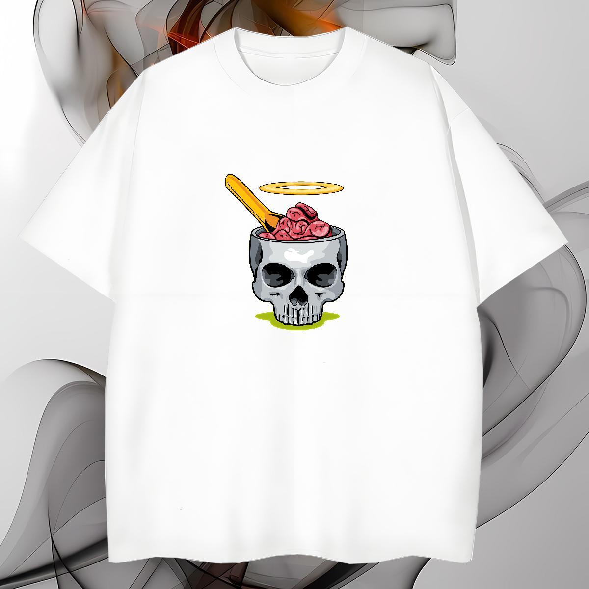 High Quality Men T Shirts 230g Pure Cotton skull Casual DIY Short Sleeve O-Neck Mens Tshirts Wholesale Polos