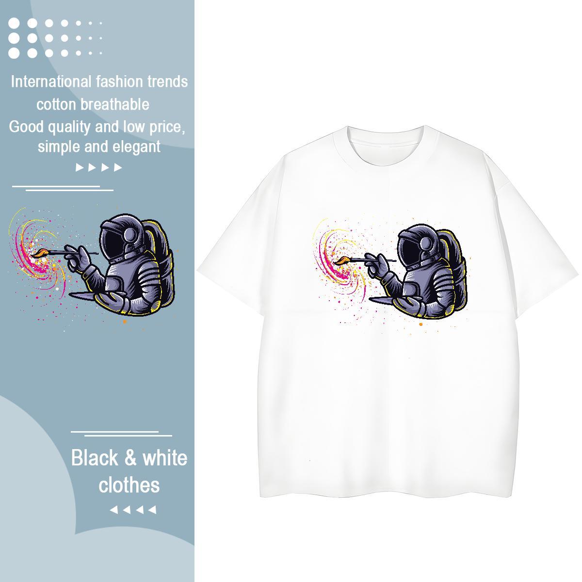 5A Lady T shirt 230g Cotton universe Spring Summer Woman T Shirts O Neck Short Sleeves DIY Anime Printed Tops