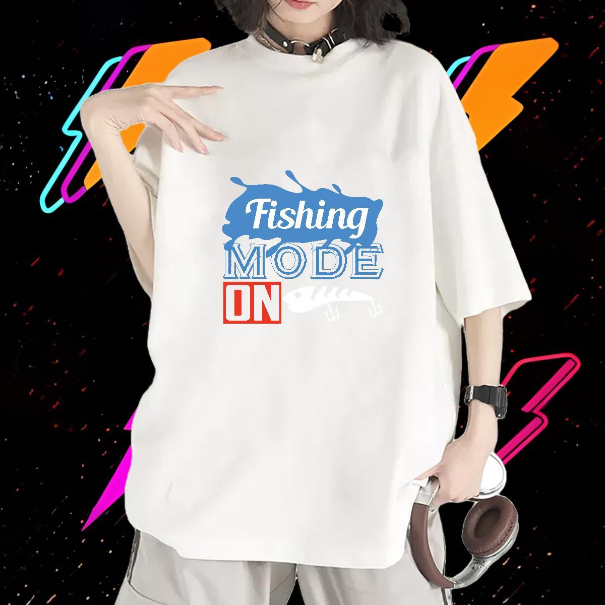 Free Shipping Woman Tshirt 230g Pure Cotton fish Beach T Shirt For Woman Breathable Custom Printing Clothes Shirt