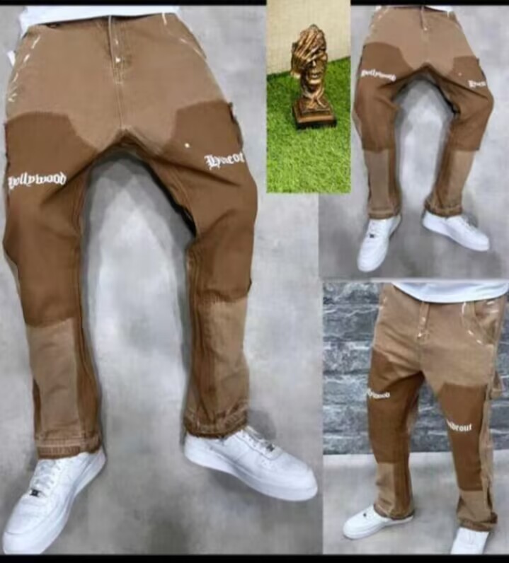 Jeans Ga Spring Summer Mens Splash Ink Graffiti Horn Retro Deconstructed Stitching Overalls Pants 230406