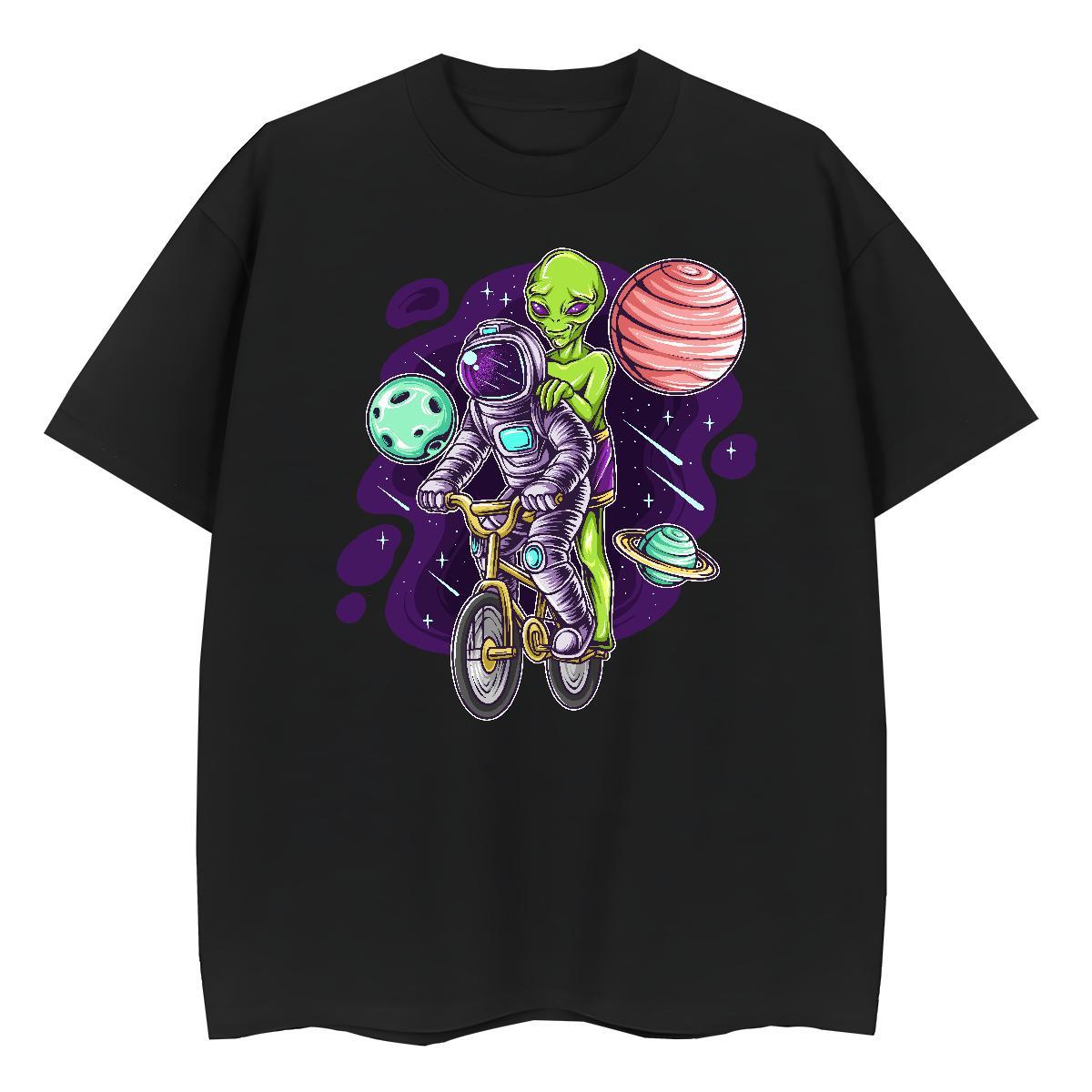 5A Women Tees 100% Cotton 230g cosmonaut Daily Outfit T Shirts Women Breathable Crew Neck Custom Cartoon Tops Shirt