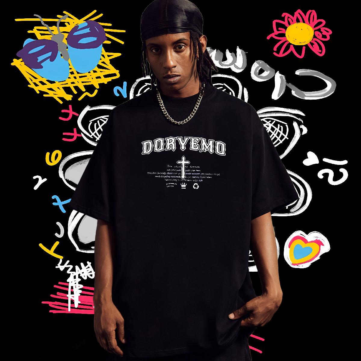 Cool Design T-Shirts 230g Pure Cotton The Cross Daily Outfit Custom Cartoon Crew Neck Men Clothes T-Shirt 2024 New Tops