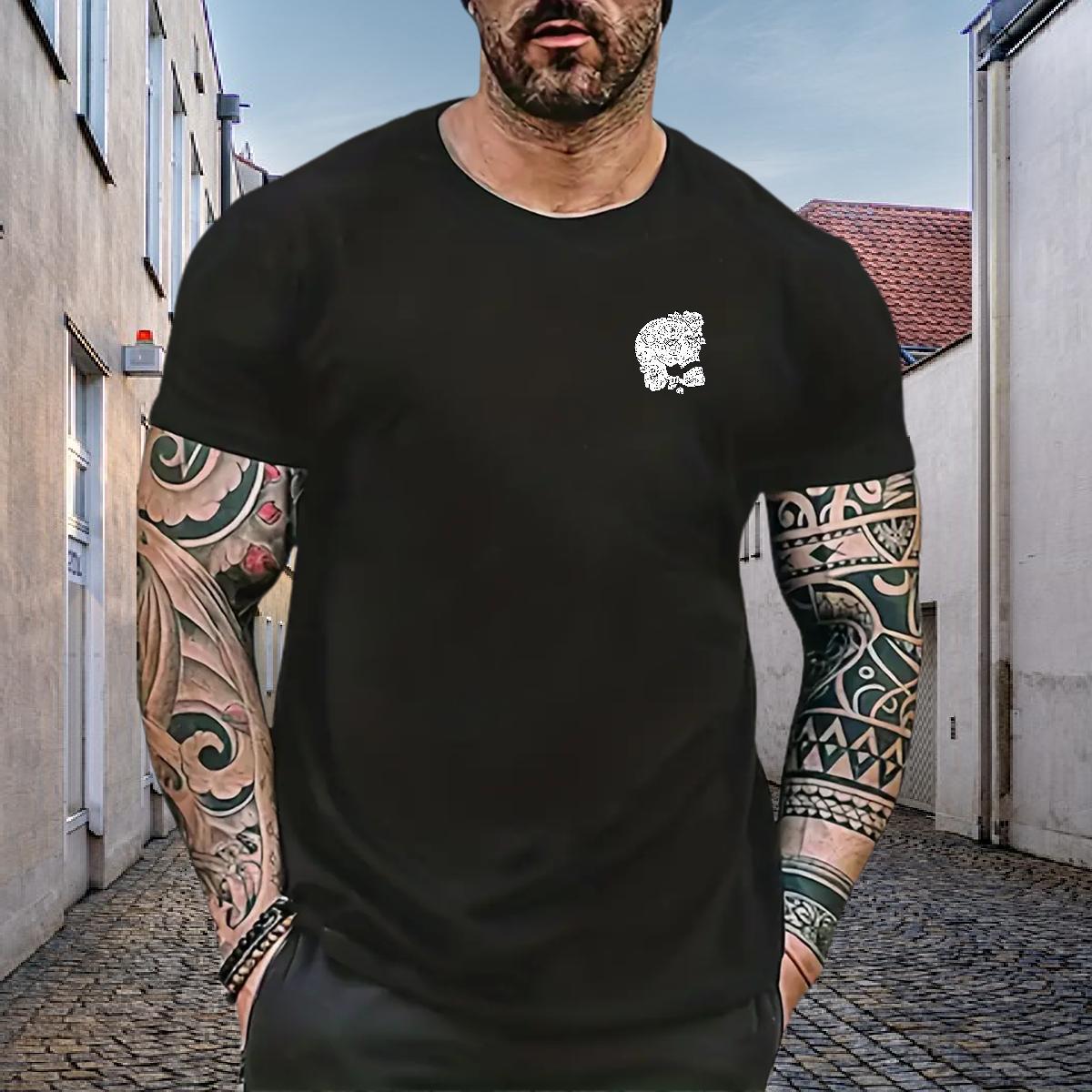 Free Shipping T-Shirts for Men 230g Cotton skull Sport Custom Anime Round Neck Short Sleeve Men Tshirts 2024 Top Tees