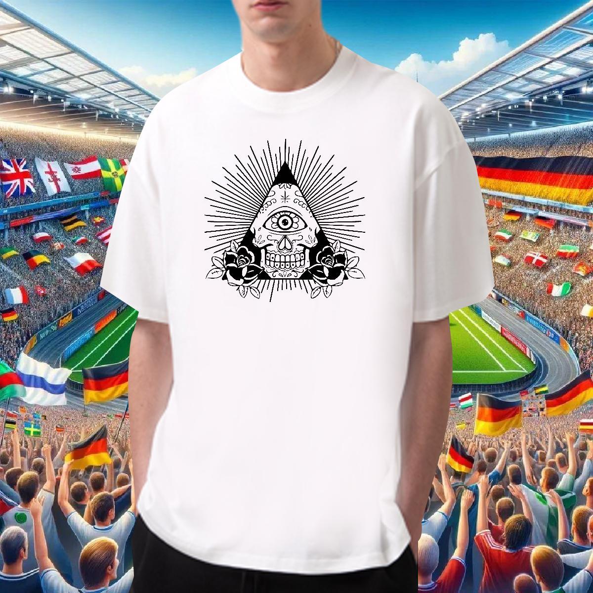 Wholesale T Shirts Men 230g Pure Cotton eye of the devil Daily Outfit Oversized 4XL Breathable Men Tops Tees 2024 DIY Tee Shirt