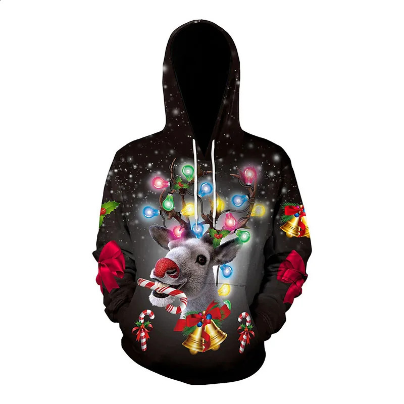 3D Print Ugly Muscle Graphic Christmas Hoodie For Men Funny Cat Christmas Carnival Masquerade Tracksuit Mens Pullover Sweatshirt 240823
