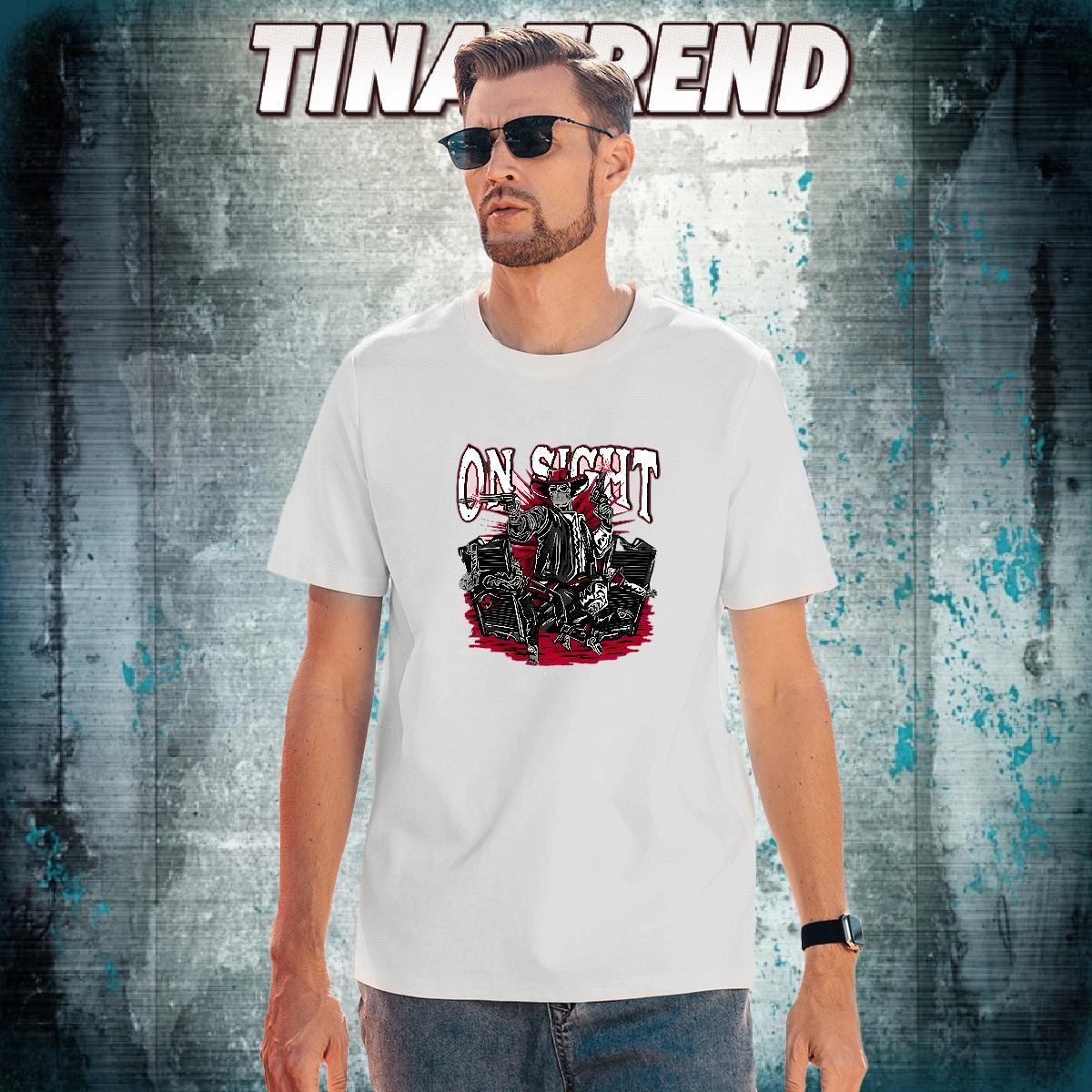 Cool T shirt 230g Pure Cotton skull Daily Wear Graphic Short Sleeve O-Neck Men Tees 2024 Summer Tee Shirt