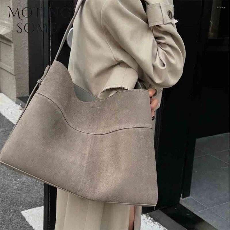 Free Shipping Shoulder Bags Motingsome Oversize Women Bag Suede Leather Winter Frosted Cow Skin Handbag And Purses Retro Lady 2025 designer bag Luxury