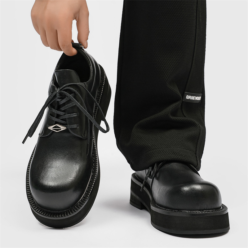 Ddmysports Spring New Genuine Derby Thick Sole Eightening British Style Small Leather Versatile Korean Edition Student Casual Shoes OUTDOOR