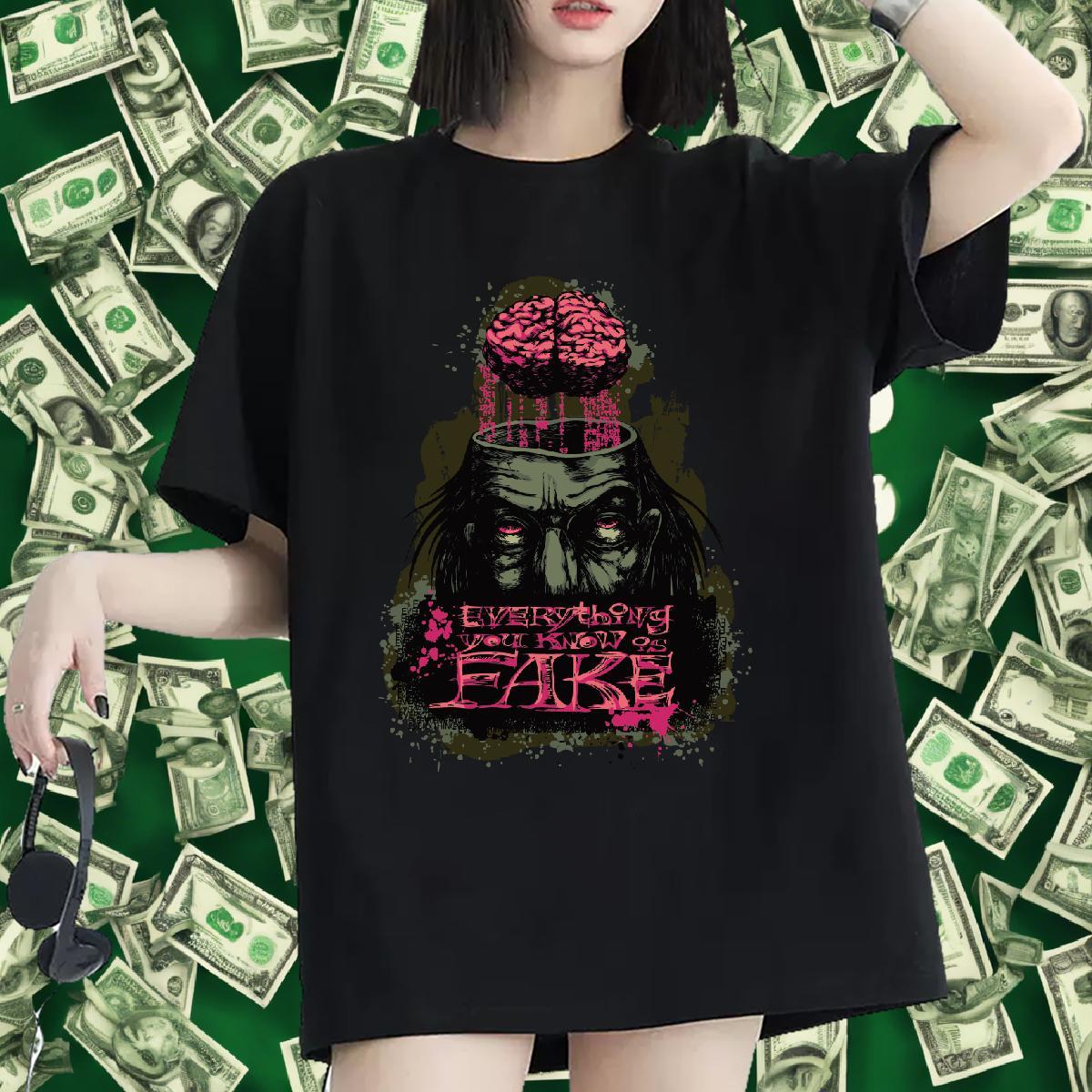 Unisex Tshirt for Man Woman 230g 100% Cotton scary Sport T shirt Crew Neck DIY Anime Printed Tees