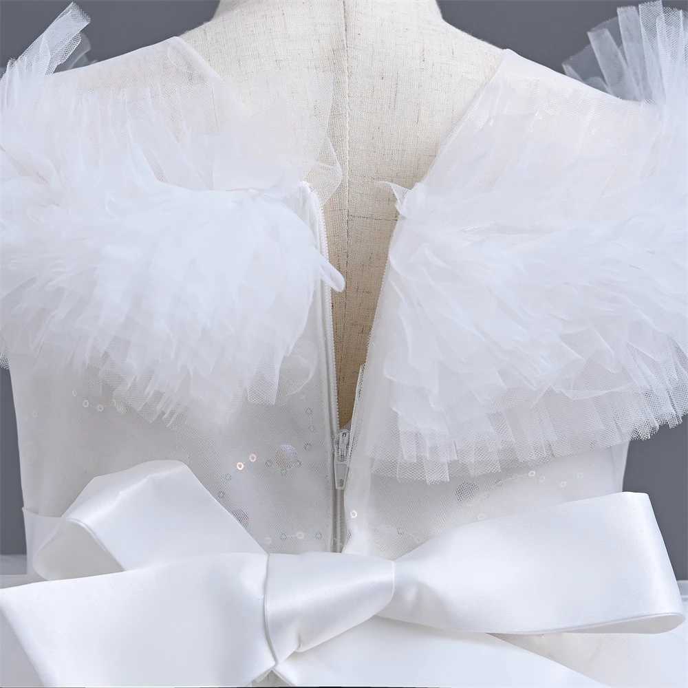 Yoliyolei Ruffle Birthday Dress Luxury Girls Changbai Ball Dress Adjustable Waist Wedding Dress 13 Years Old W240823