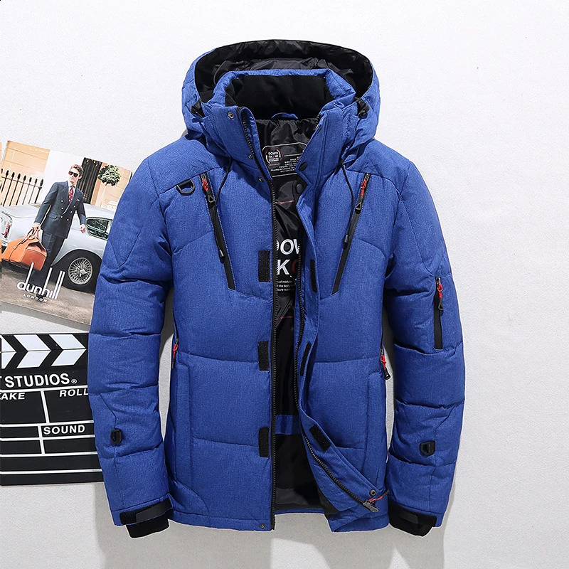 High quality outerwear fashionable down jacket mens warm white duck Parka thick Puffer standing hoodie 240822