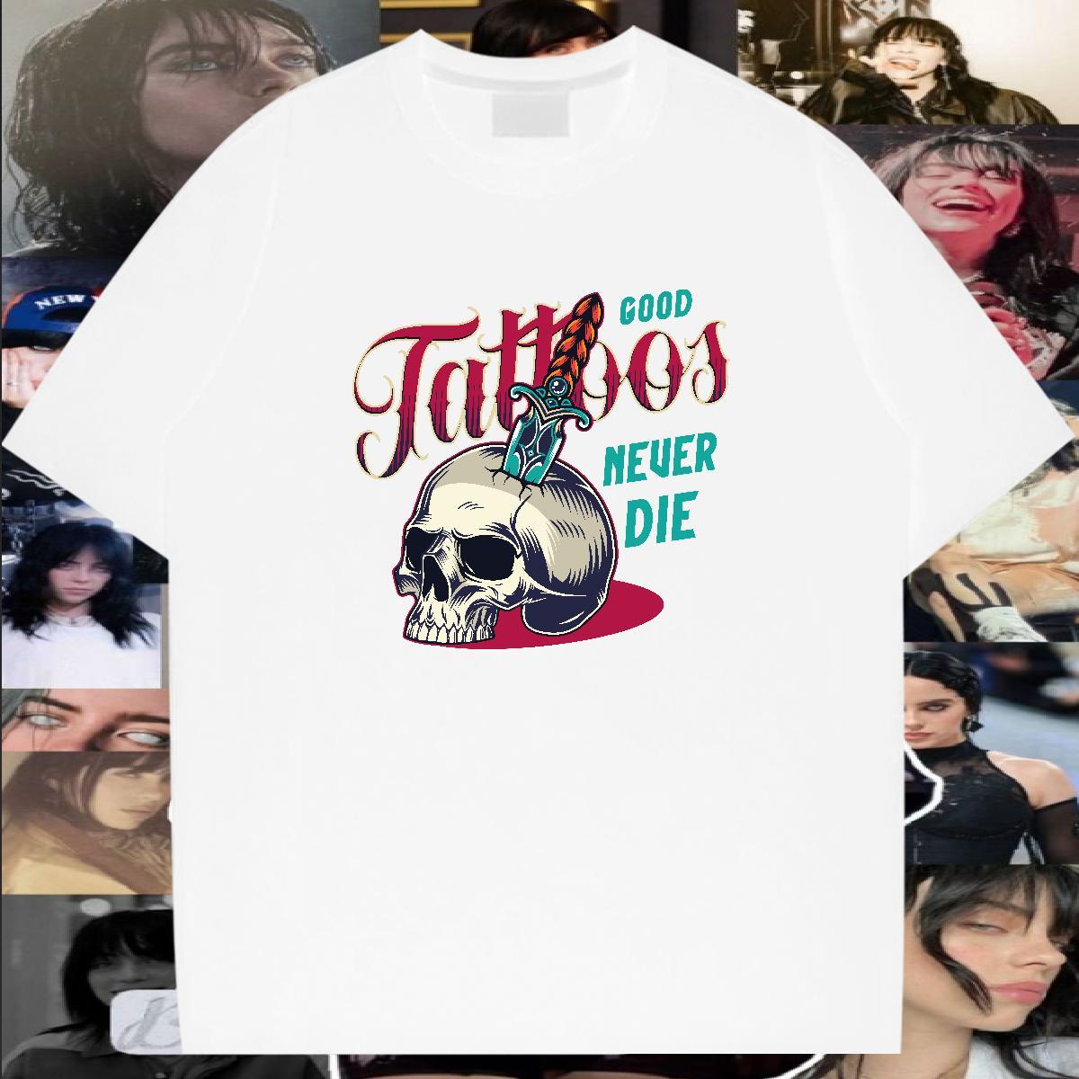 Loose T-Shirts for Men 230g 100% Cotton skull Anime Printing Street Custom Cartoon Breathable Short Sleeve Men Clothes T-Shirt DIY Customized Tee Shir