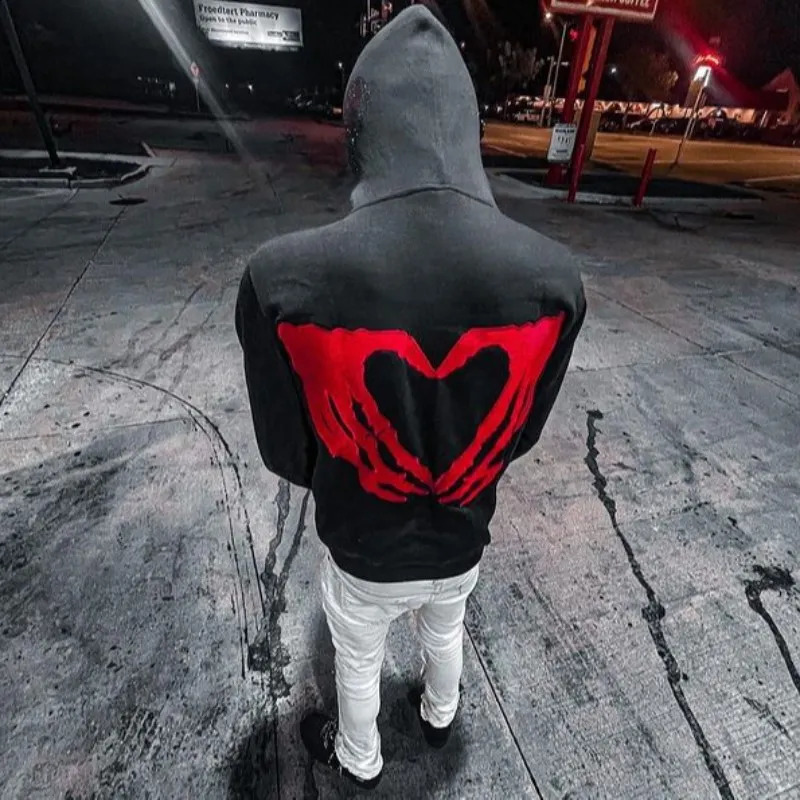 Y2k Men Emo Streetwear Hoodie Zip Up Sweatshirts Fairy Grunge Pullover Oversized Diamond skull Goth Jacket Tops Hoodies Clothes 240823