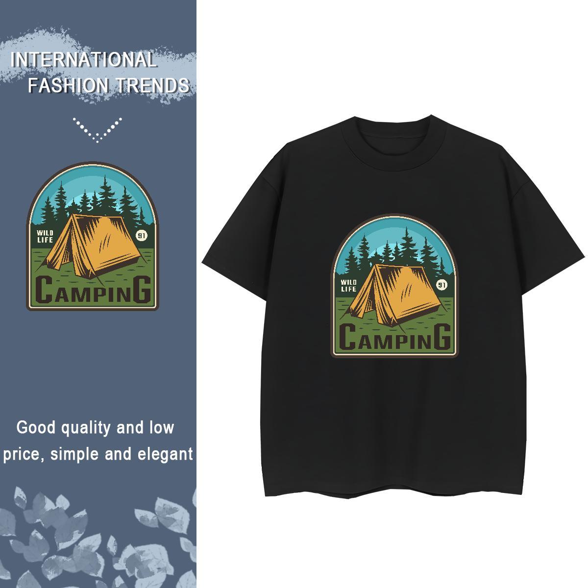 Lady Women Tees 100% Cotton 230g letter Daily Outfit T Shirt For Woman Breathable Crew Neck Plus Size Cartoon Tops