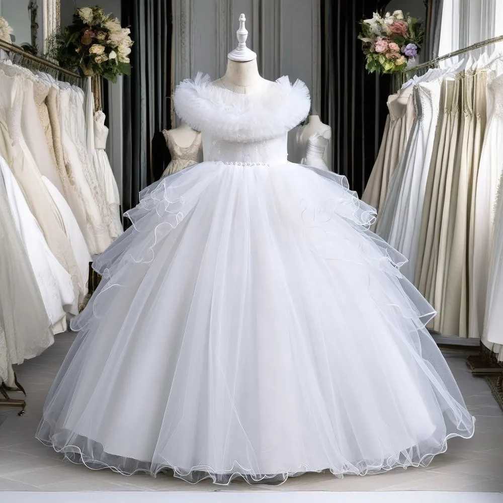 Yoliyolei Ruffle Birthday Dress Luxury Girls Changbai Ball Dress Adjustable Waist Wedding Dress 13 Years Old W240823