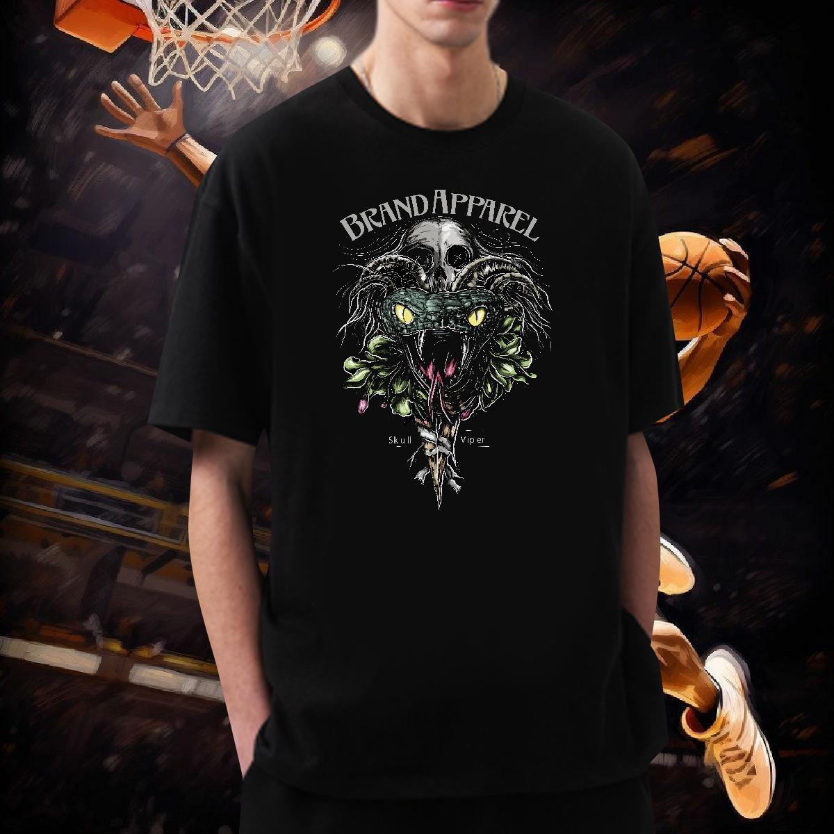 Loose T shirt 230g 100% Cotton skull Outdoor White Plus Size Pure Cotton Tshirt for Man Woman Fashion Design Tops Shirt