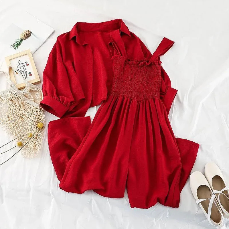 Spring Women Set Korean Style Fashion Loose Oversize Two Piece UPF Clothes with Jumpsuit Casual Female Sets 240823