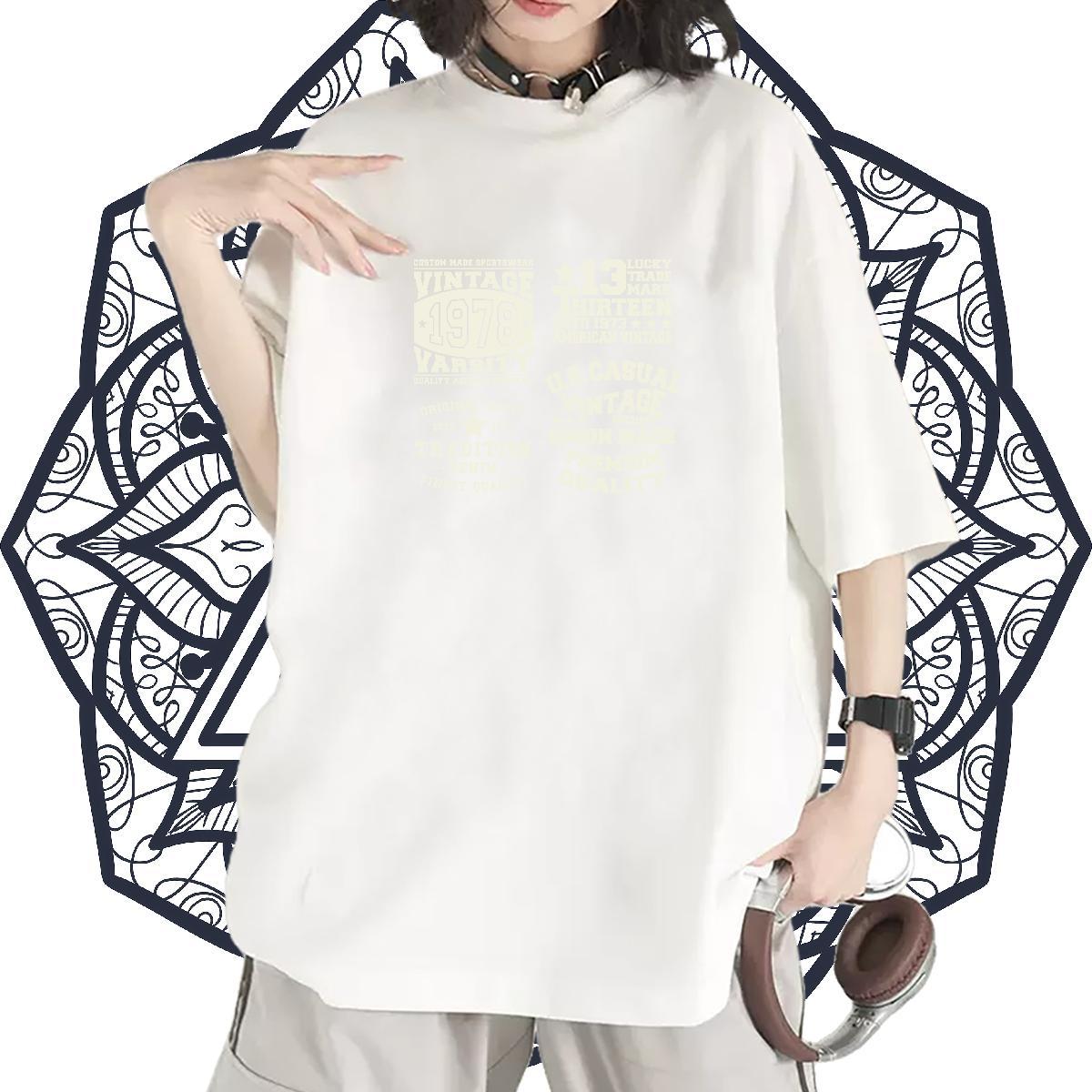 5A Lady T shirt 230g 100% Cotton letter Street Wear T Shirt For Woman Breathable Short Sleeve Graphic Clothings