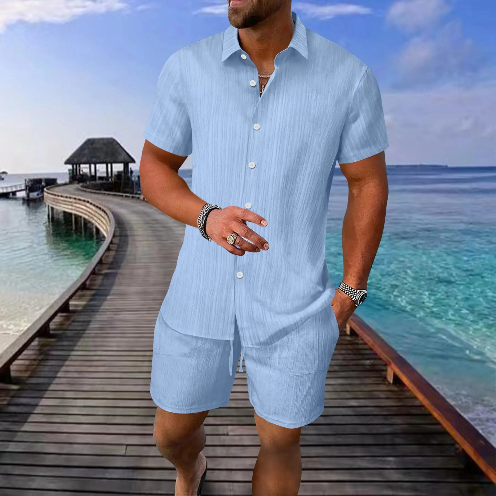 Summer Mens Fashion Classic Business Casual Shirt Se 240822