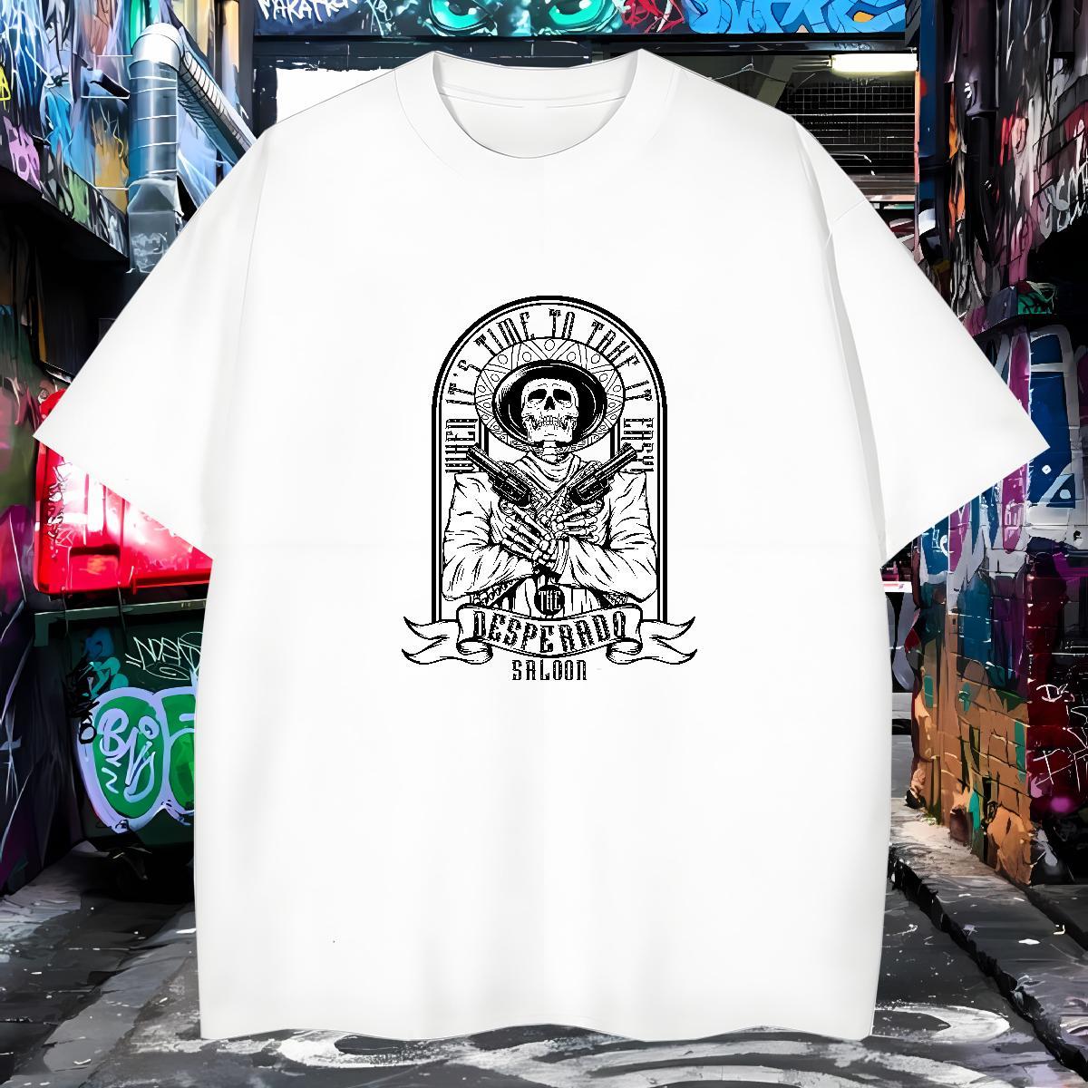 Classic Mens T Shirts 100% Cotton 230g skull Hip Hop Custom Cartoon Short Sleeve O-Neck Couples T Shirts Casual New Tops
