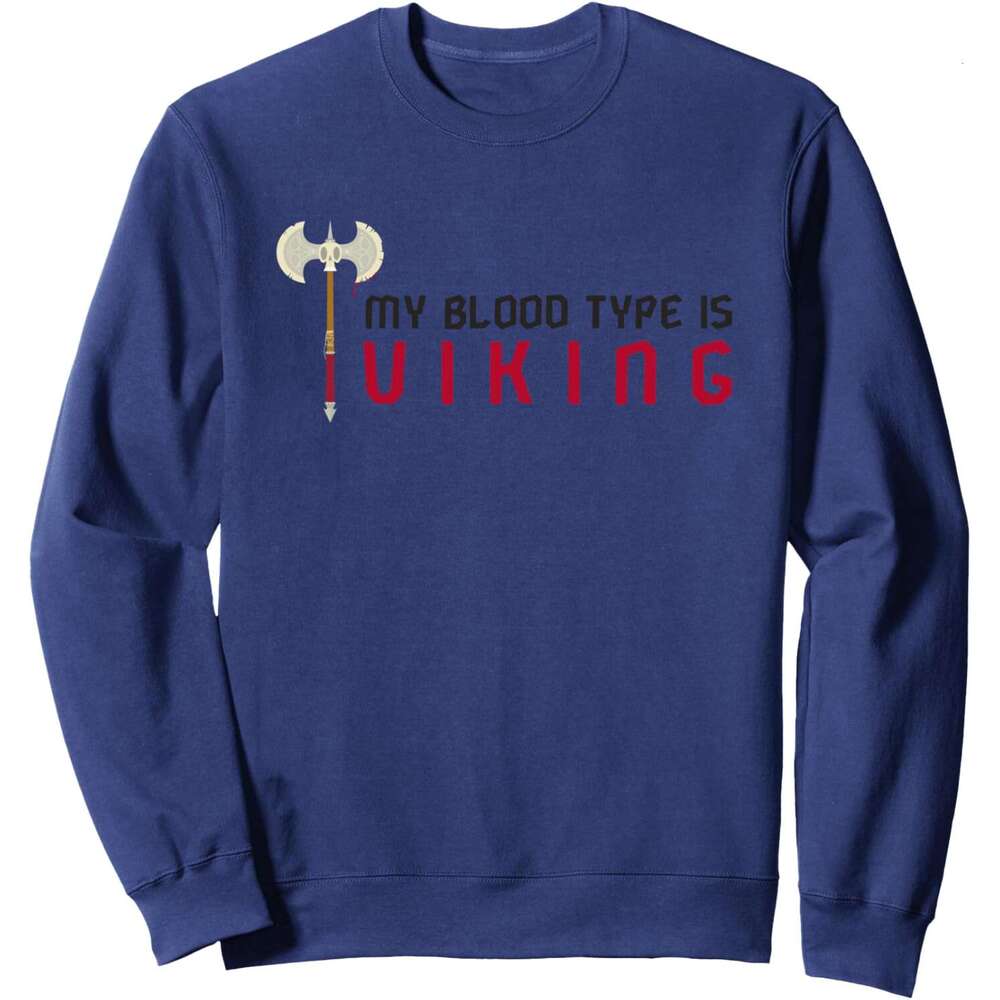 Long Sleeve Shirts for Men sweatshirt My Blood Type Is Viking Funny Norse Mythology God Gift Sweatshirt T shirt Tee Streetwear Casual tops clothes