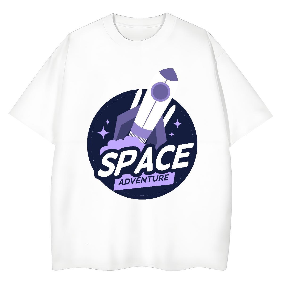 Female Couples T Shirts 230g Cotton planet Hip Hop Street T Shirt For Woman Round Neck Short Sleeve DIY Anime Clothes