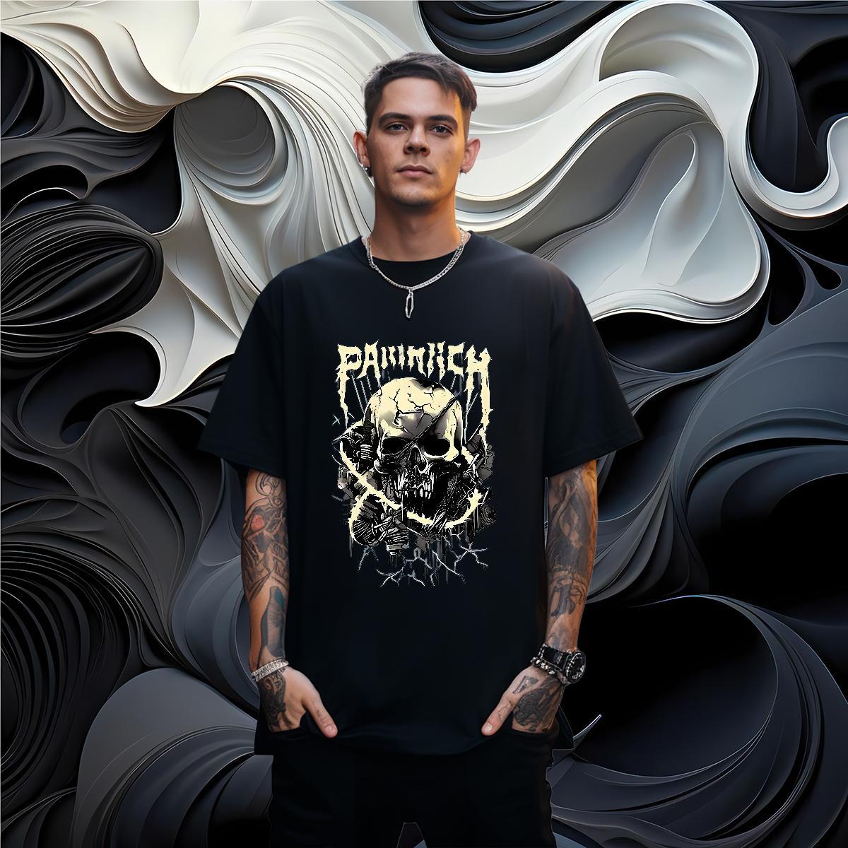 Free Shipping T Shirts Men 230g Cotton skull Street wear Hip Hop Asian Size Pure Cotton Tshirt for Man Woman 2024 DIY Clothes