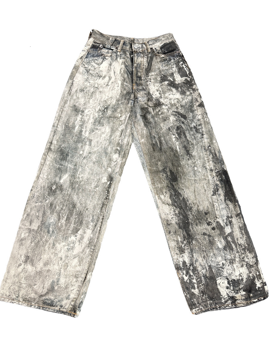 Ac Style 3d Digital Camouflage Printed Denim Mens Summer New Style Distressed Low Waist Wide Leg Long Pants