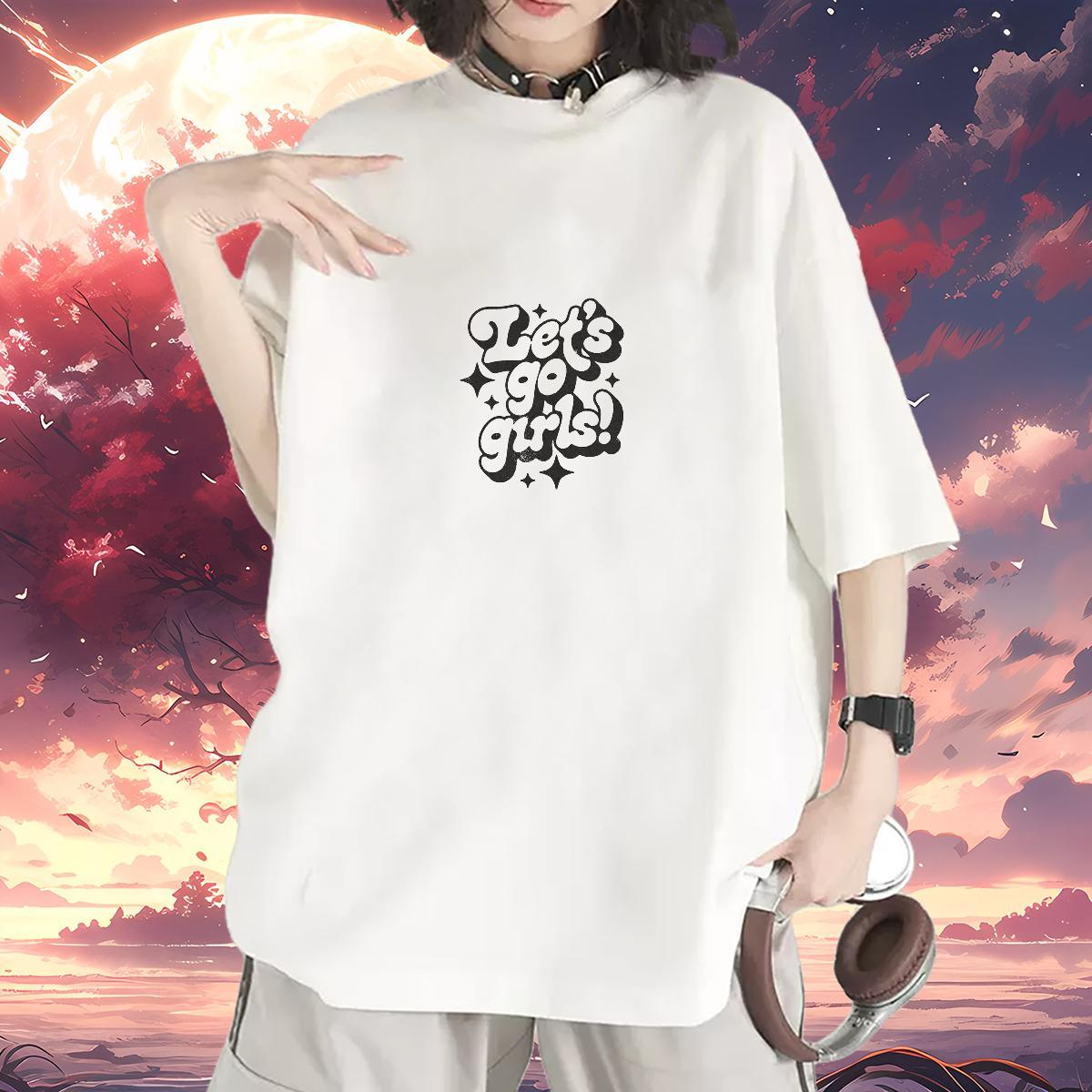 Nice Couples T Shirts 230g Cotton letter Sports Casual T-Shirts for Women Crew Neck White Plus Size Tees Shirts