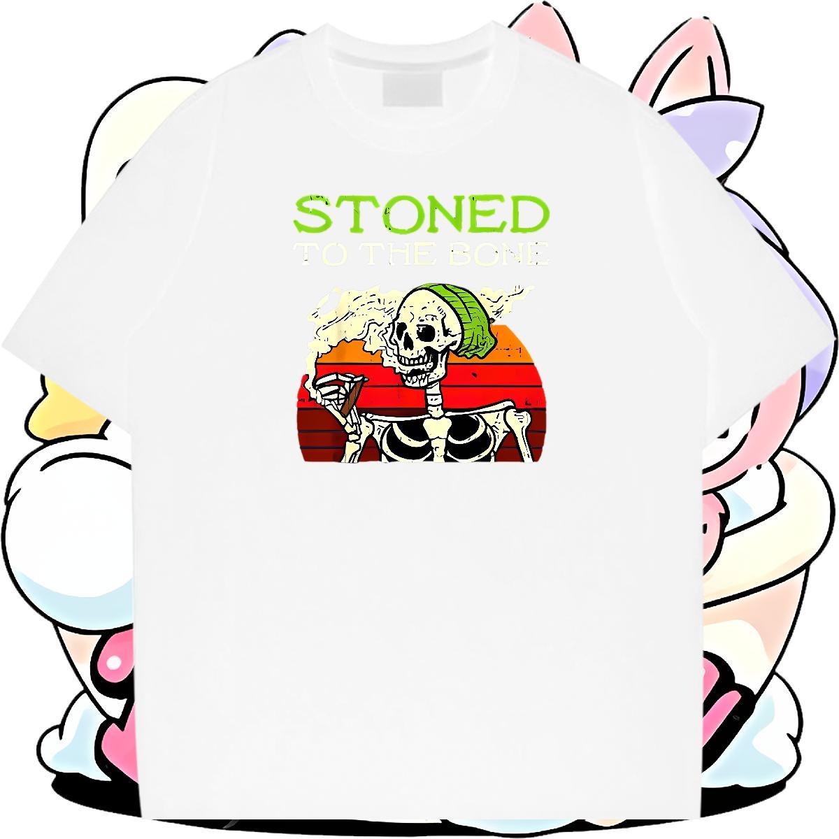 Comfortable T shirt 230g Pure Cotton skull Beach Asian Size Breathable Men Tops Tees 2024 Wear