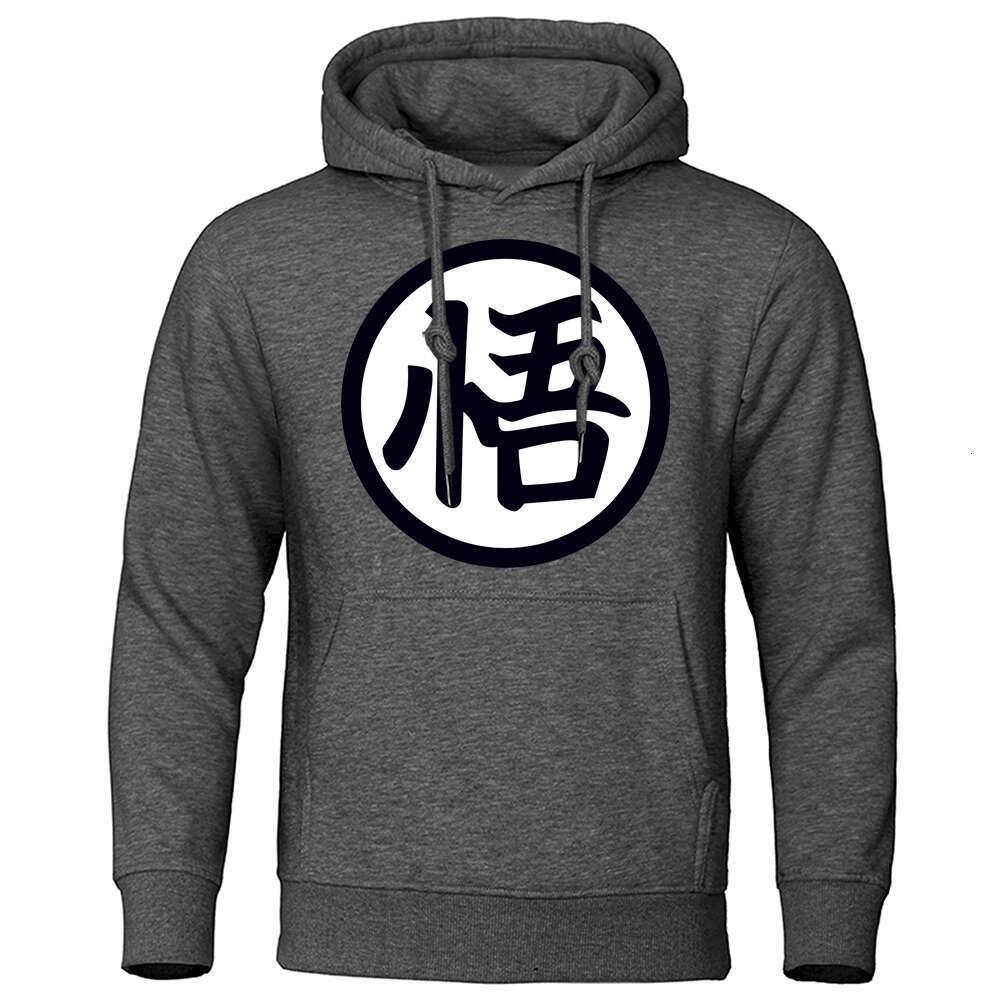 Japanese Anime Wu Font Funny Printing Mens Pocket Autumn Clothes Loose Casual Streetwear Fleece Warm Men Hoodies