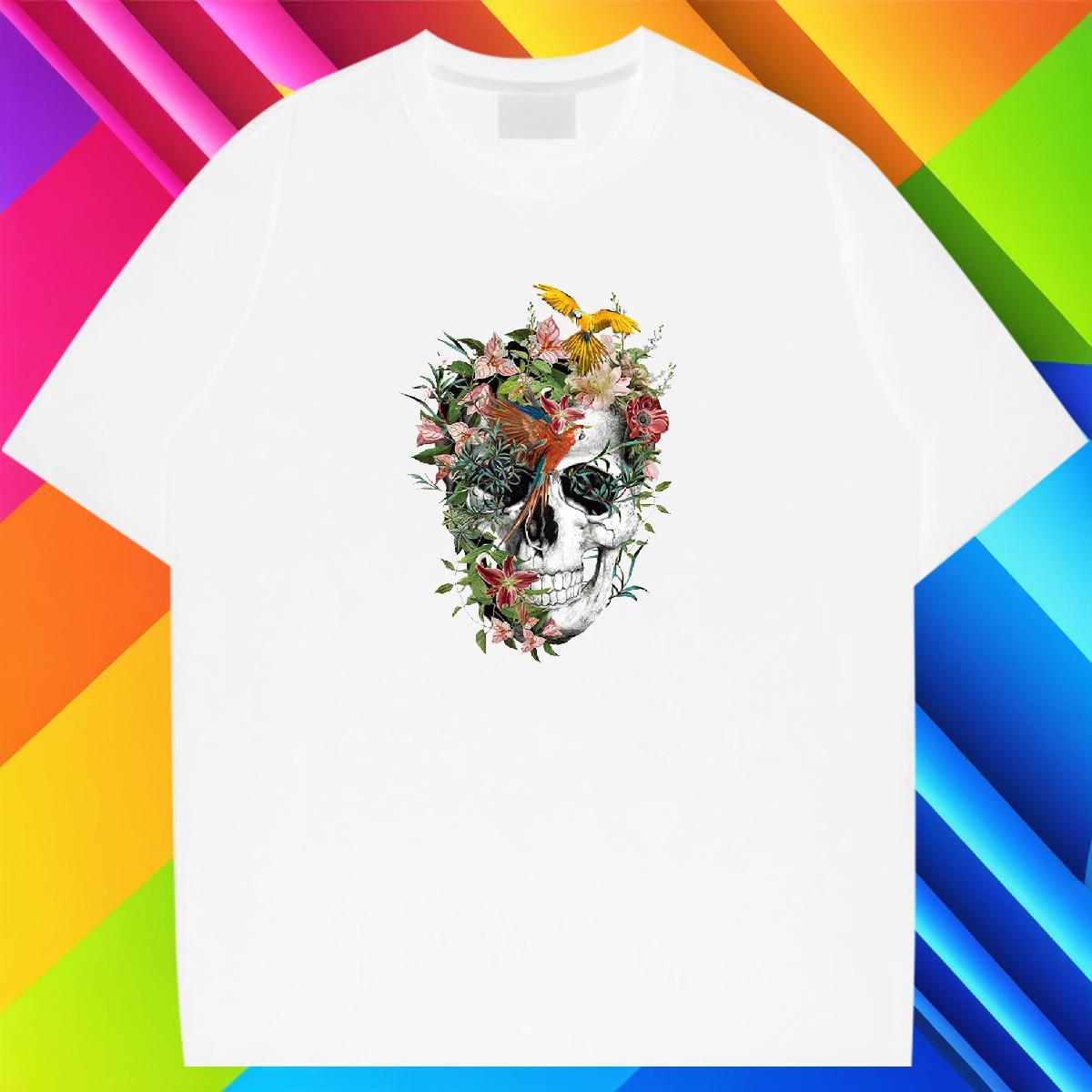Loose T Shirts Men 100% Cotton 230g skull Sport DIY Logo Oversized Breathable Short Sleeve Tshirt for Man Woman New Designer Tee Shirt