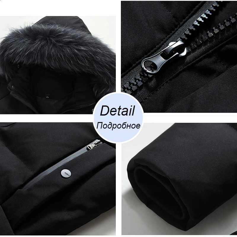Mens Thick Down Jacket30 Winter Warm Jacket Fashion Changbai Duck Hooded Park Plus Size 4XL 240822