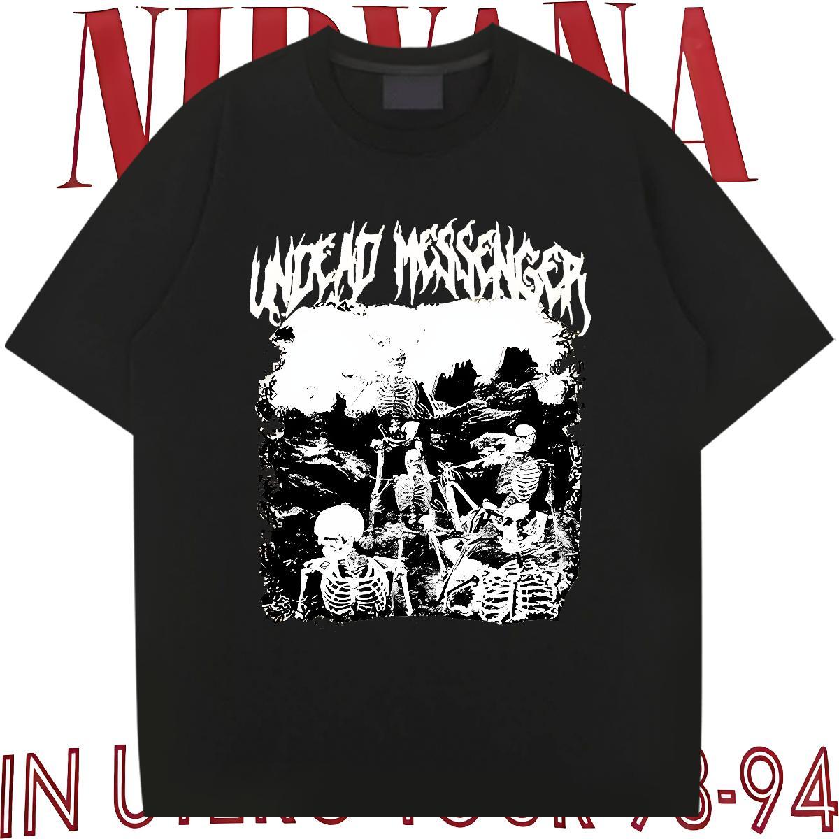 Loose Man T Shirts 230g Pure Cotton skull High Street Hip Hop Customized Round Neck Short Sleeve Men Tshirts 2024 DIY Top Tees