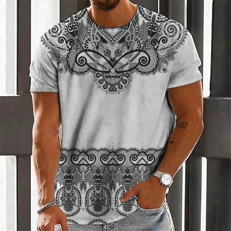 Summer African Stripe 3D Printed Tshirt Mens Fashion Casual Oneck Short sleeved Top 240822