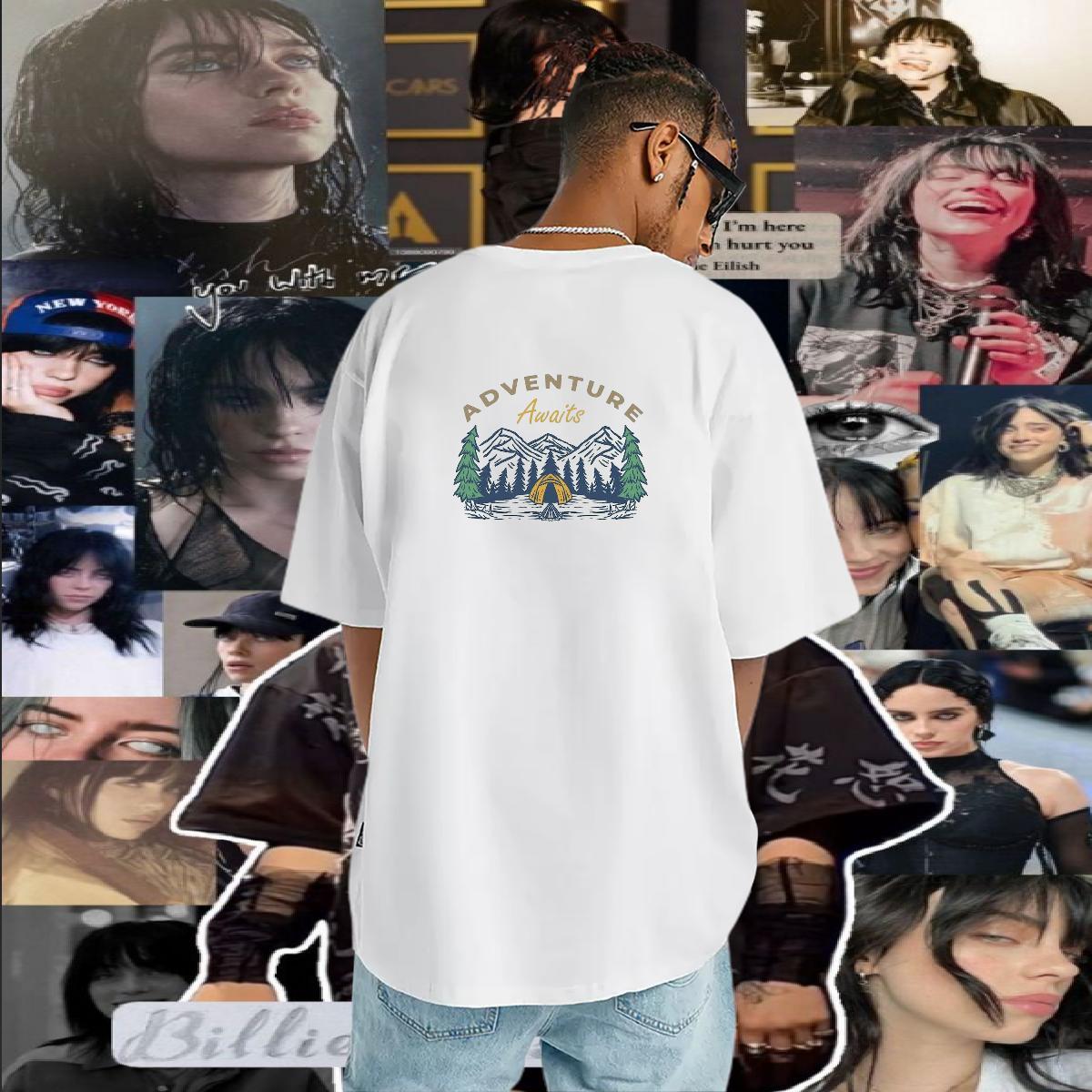 High Quality T shirt 230g Pure Cotton mountains Street Custom Big Size Breathable Crew Neck Men Tees 2024 Tops Shirt