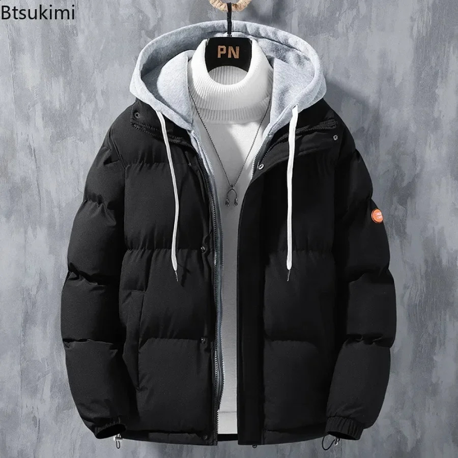 mens casual thick wool warm hooded Parkas jacket autumn waterproof pocket Parka 240822