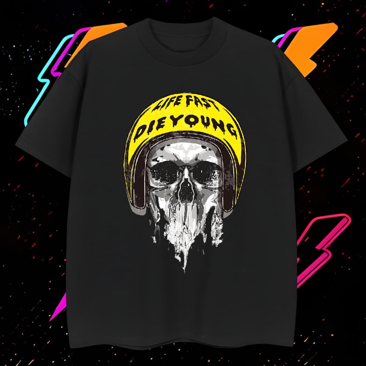 Free Shipping T-Shirts 100% Cotton 230g skull Street Custom Printing O-Neck Short Sleeve Tshirts Fashion Tops