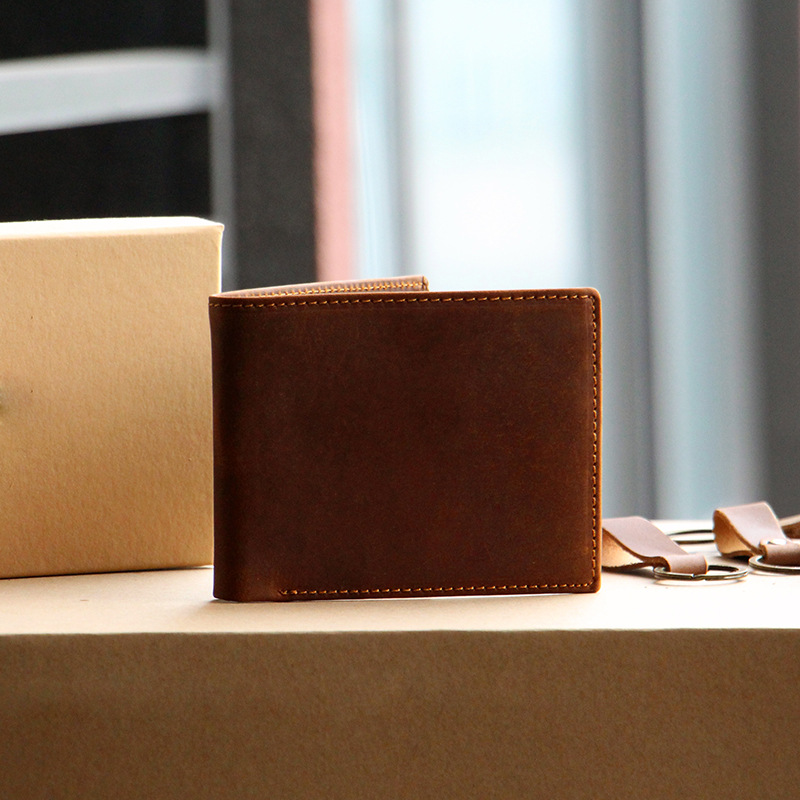 Wallets Vintage Men's Genuine Leather Wallet with Money Clip - Short Boutique Design Cowhide Card Bag
