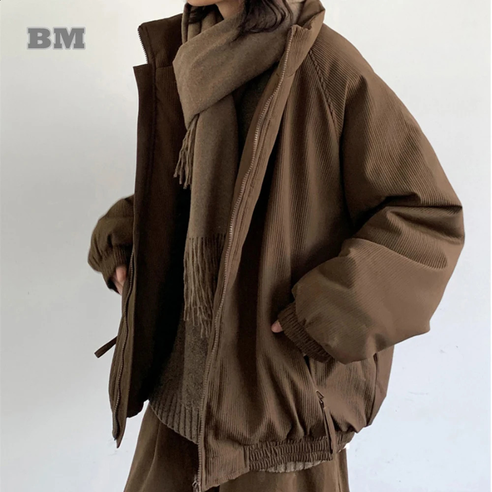 High quality winter apron jacket streetwear mens stand up collar womens hiphop couple park heavy 240822