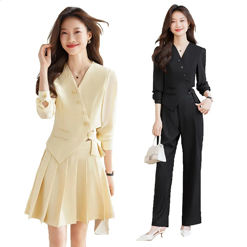 Two Piece Sets Womens Outifits Professional Business Formal Pants Suit Office Ladies Work Wear Long Sleeve Blazer and Skirts 240823