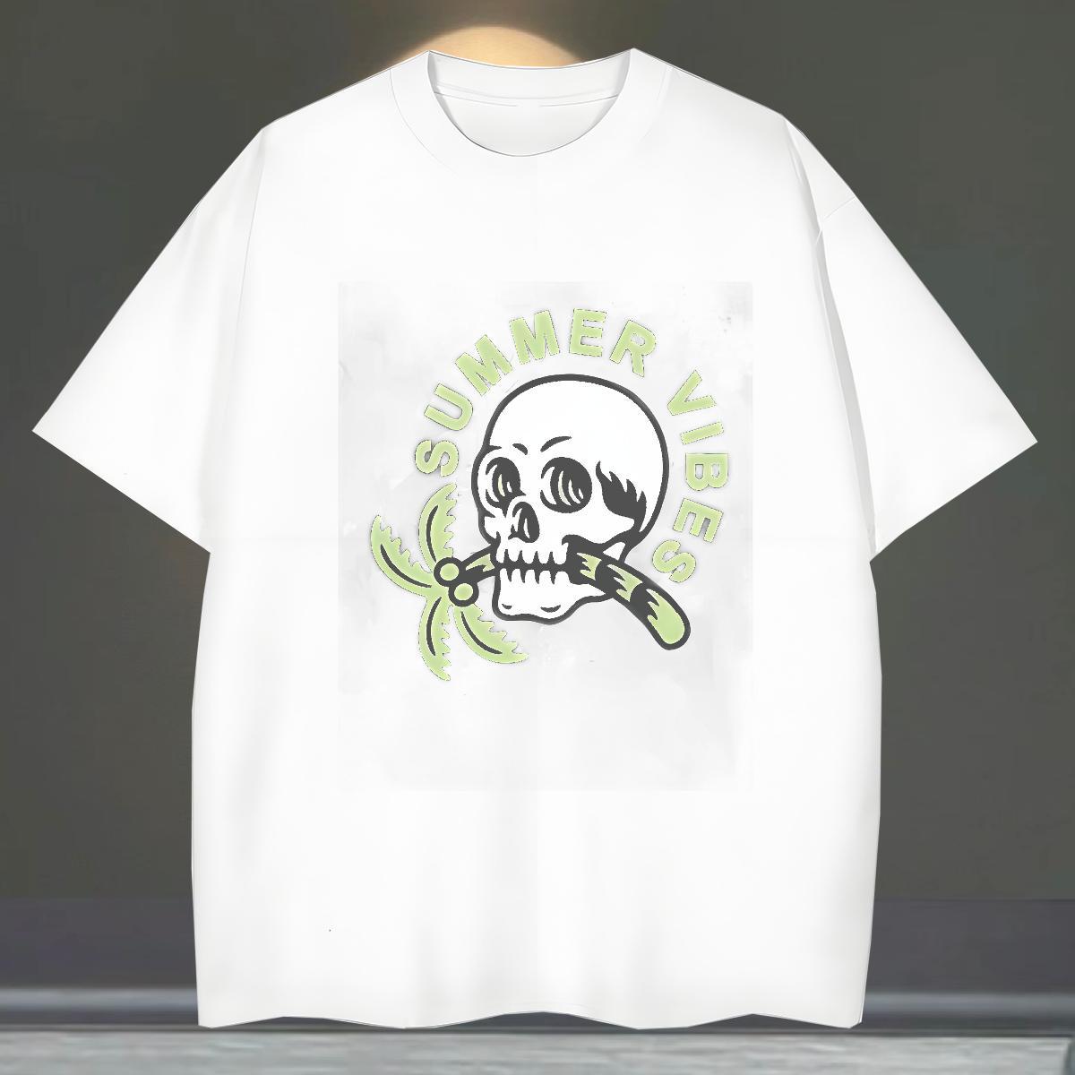 Wholesale Man T Shirts 230g Pure Cotton halloween Street wear Hip Hop Cartoon Print Breathable Soft Men Tshirts Designer Fashion Tops
