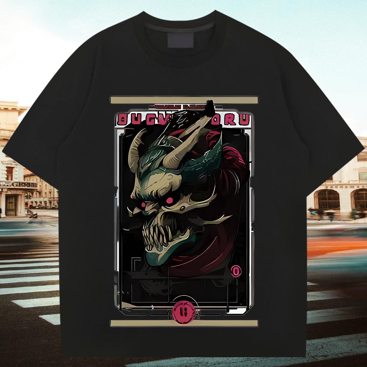 Soft Mens T Shirts 230g 100% Cotton skull Hip Hop DIY Anime O Neck Short Sleeves Men Clothes T-Shirt Fashion Designer Tops Tees