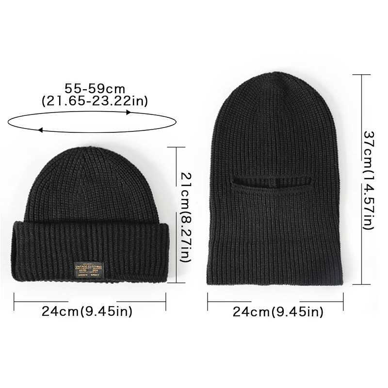 Winter Knitted Balaclava Beanie Hat Mens 2-in-1 Full Face Mask Ski Hat Tactical Riding Ear Mask Helmet W240822