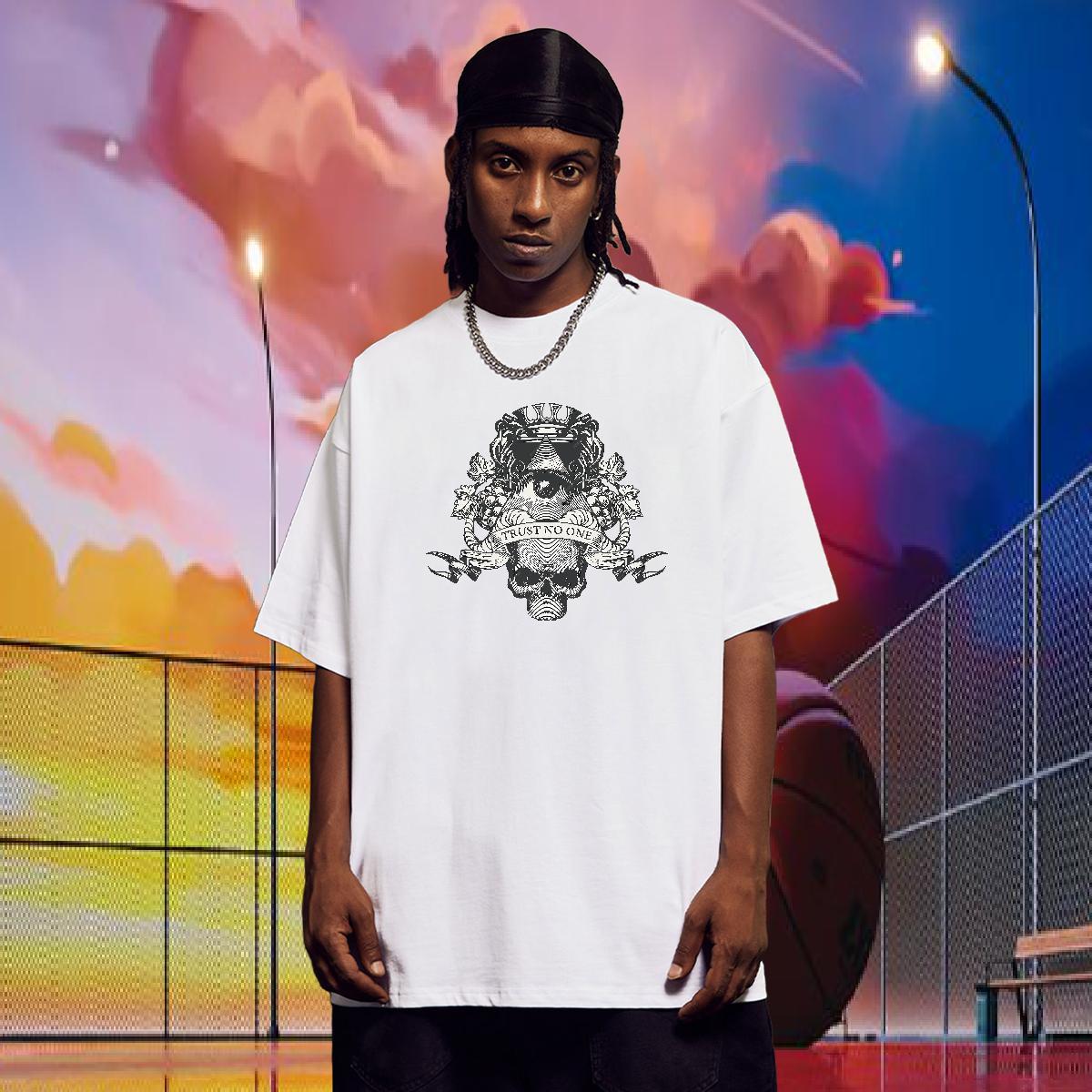 Wholesale T Shirts Men 100% Cotton 230g eye of the devil Casual Beach Floral Print Short Sleeve O-Neck Couples T Shirts DIY Top Tees