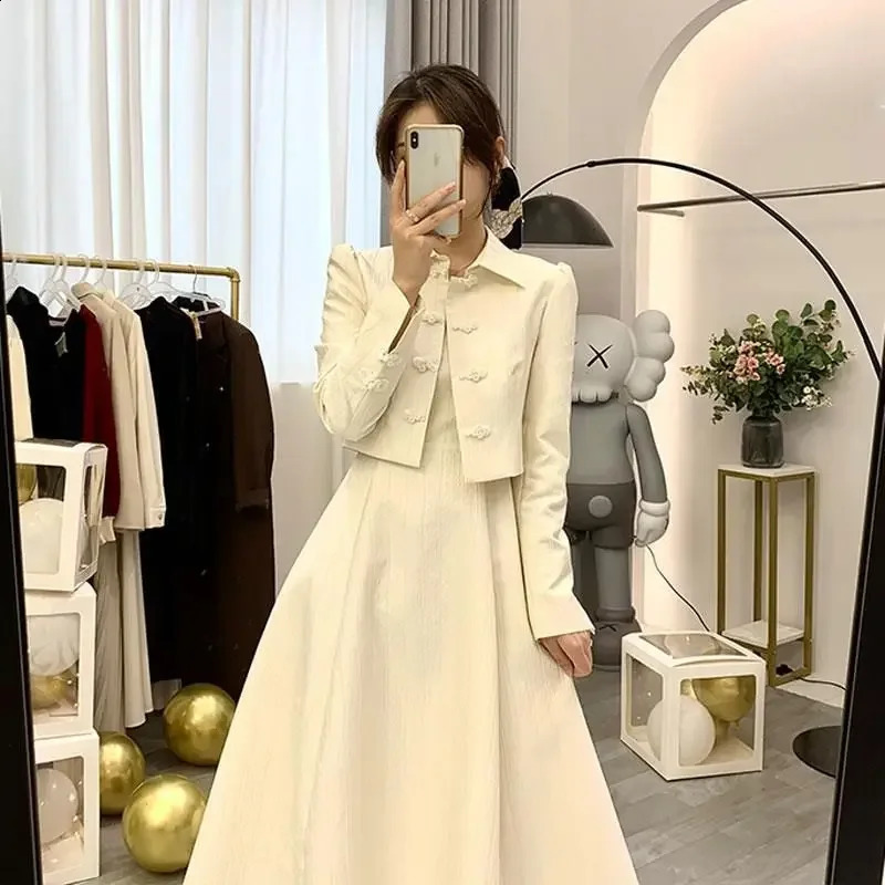 Insozkdg Women Dresses Set Elegant Office Lady Formal Two Piece Skirt Suit Female Casual Long Sleeve Jacket with 240823